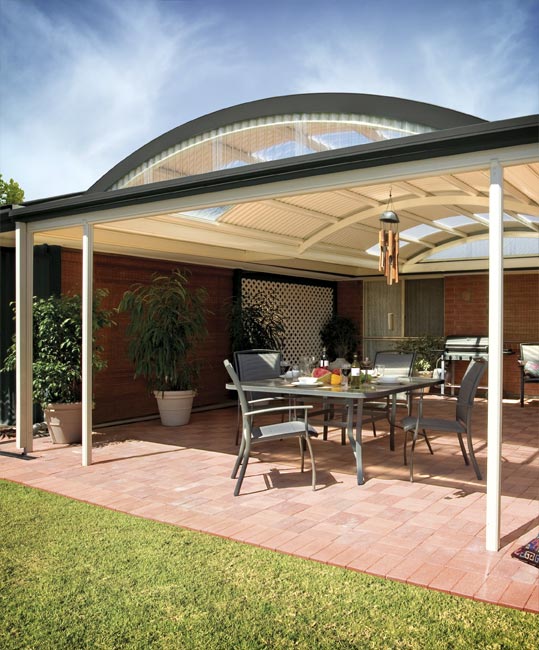 Curved Roof Verandahs Adelaide Stratco Pergolas Patios - Curved Patio Roof Designs